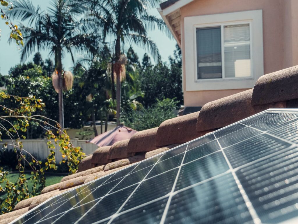 Solar Panel on Roof of House in California, USA